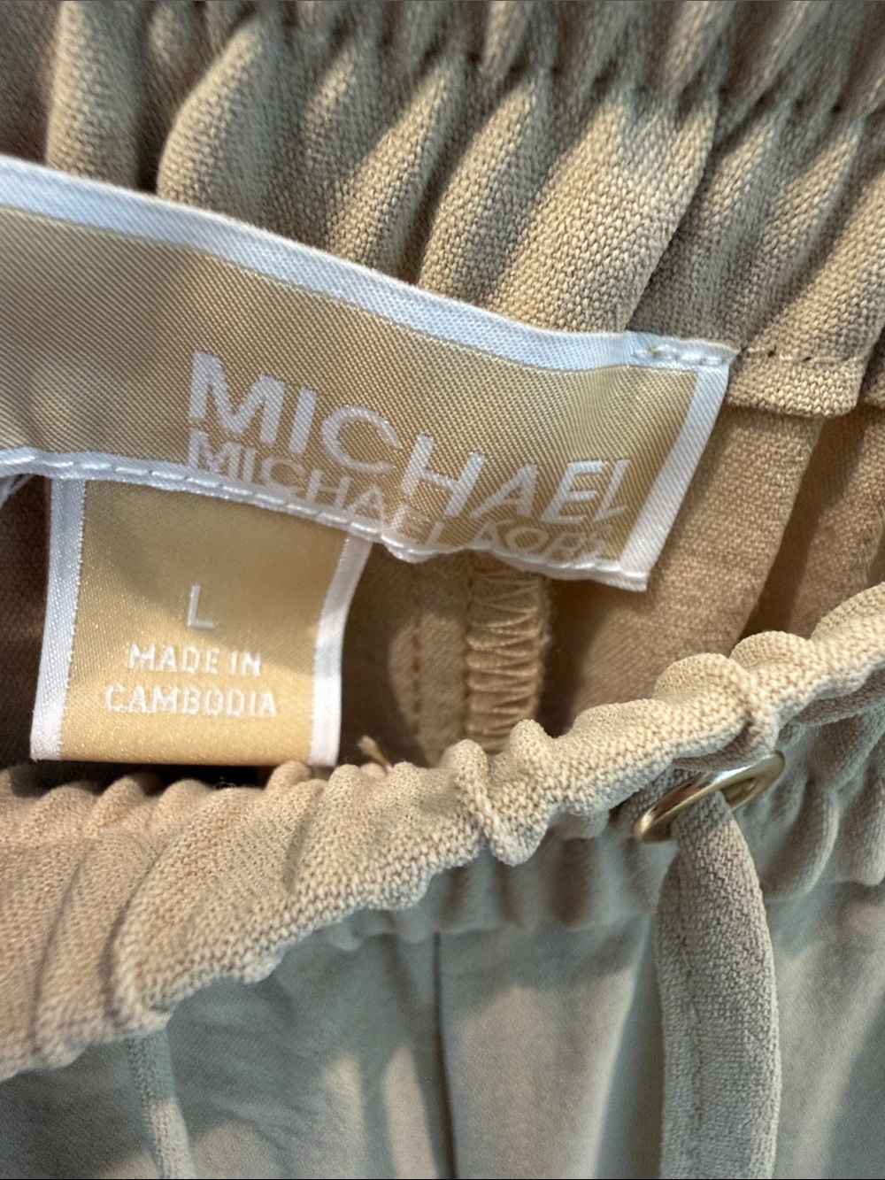 Michaels Beige Wide-Leg Drawstring Pants - Picture 2 of 3